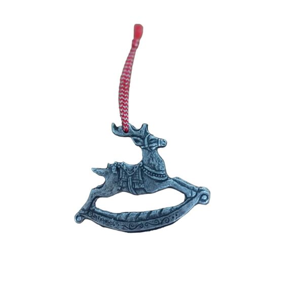 Vintage Pewter Rocking Horse Reindeer Ornament Rare Christmas Tree Decor Gift - Picture 11 of 13